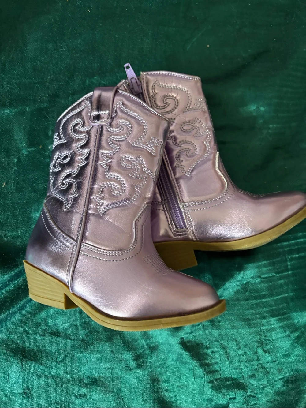 Purple Metallic cowboy boots.  Kids size 7